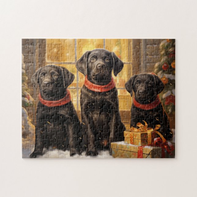 Jultid för Labrador-hämtning Pussel (Horisontell)