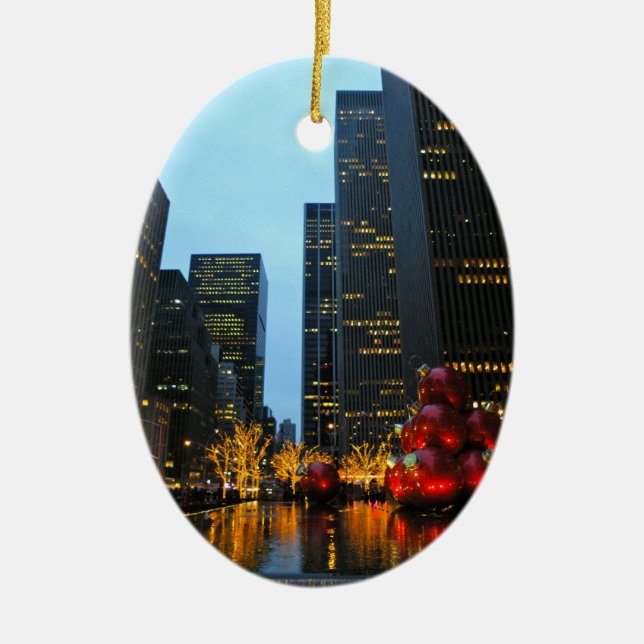 Jultid Helgdag Ljus New York City Julgransprydnad Keramik (Framsidan)