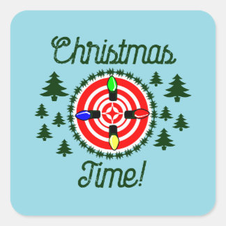 Jultid Ljus på punkt! Fyrkantigt Klistermärke