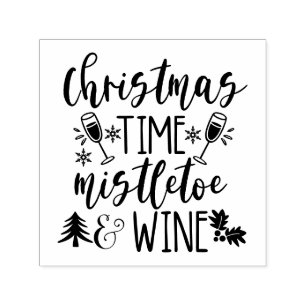 Jultid Mistletoe & Vin Self-Inking Frimärke Självfärgande Stämpel