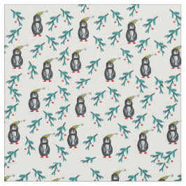 Jultid Penguins Watercolor Tyg