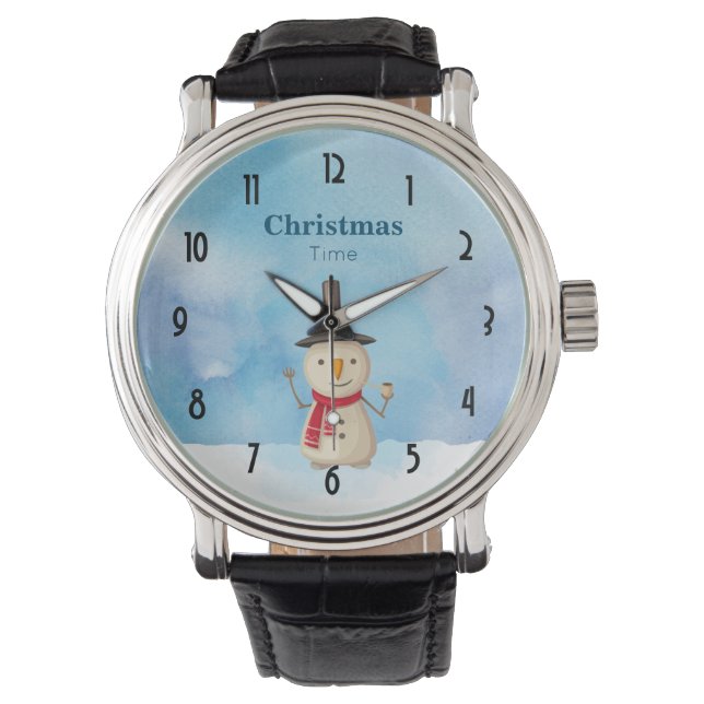 Jultid, Snögubbe som leker och leker Armbandsur (Framsida)