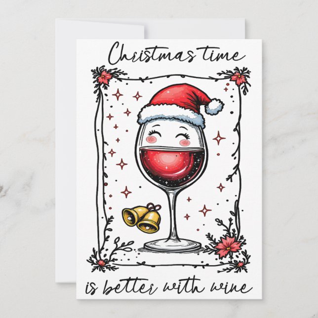 Jultiden är bättre med Vin Julkort (Framsida)