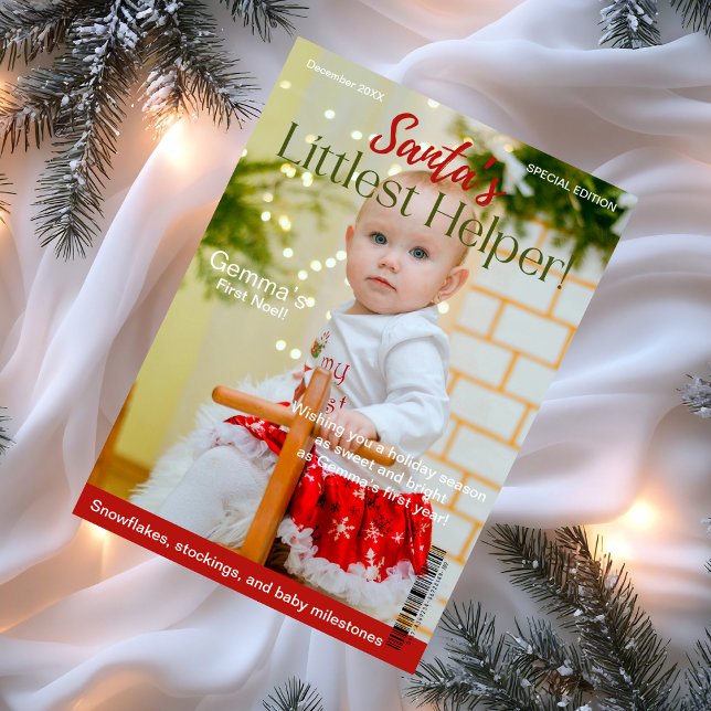 Jultidskriften Cover First jul Milestone Julkort (Christmas Magazine Cover First Christmas Milestone Holiday Card)