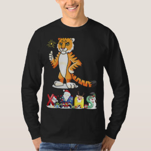 Jultiger Ansikte Träd Snö Pajama Julafton 2021 T Shirt