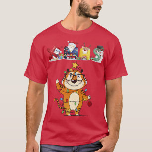 Jultiger Ansikte Träd Snö T Pajama Julafton 2021 Shirt