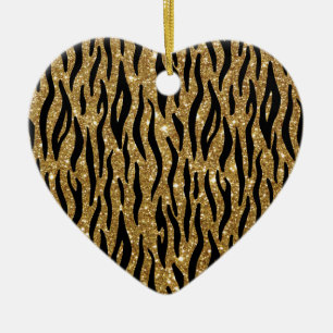Jultiger Glitter Skriv ut hjärtform Julgransprydnad Keramik