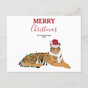 Jultiger, underbart djur med julklapp helg vykort