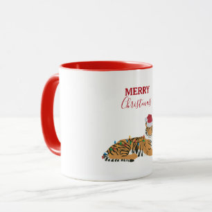 Jultiger, underbart djur med Santa Hat Mugg