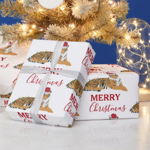 Jultiger, underbart djur med Santa Hat Presentpapper