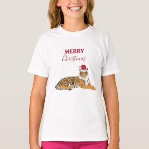 Jultiger, underbart djur med Santa Hat T Shirt