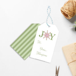 Jultipografi Joy Snowflake Helgdag till från Presentetikett