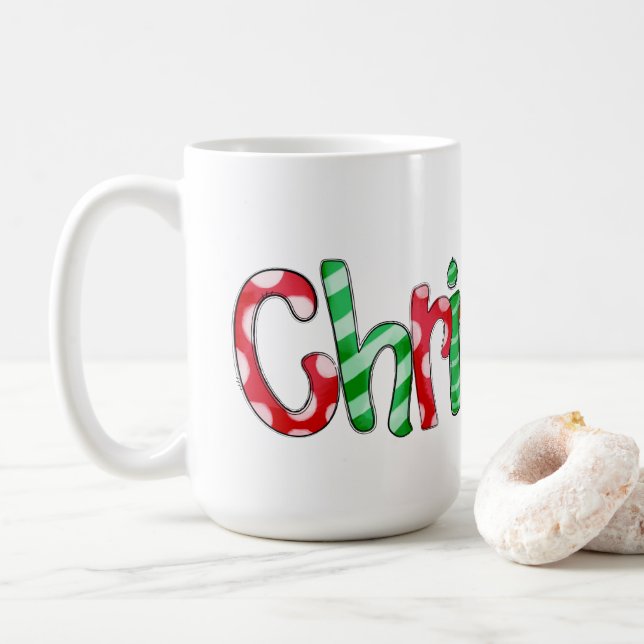Jultipografi Röd Grönt Festive Coffee Mugg (Med munk)