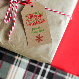 Jultipografi, röd och Grönt, Märkre Presentetikett