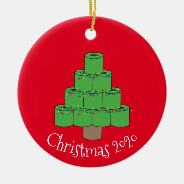 Jultoaletten Pappra Träd Covid 2020 Julgransprydnad Keramik (Framsidan)