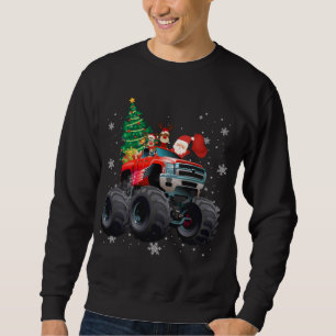 Jultomaktation Santa Riding Monster Red Lastbil Lång Ärmad Tröja