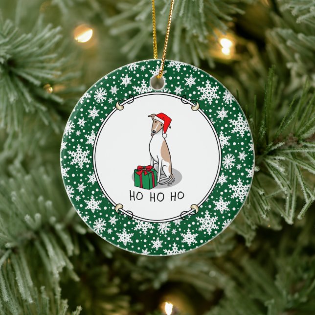 Jultomat Hat-piskan Hund Fawn & white Cute Julgransprydnad Keramik (Träd)