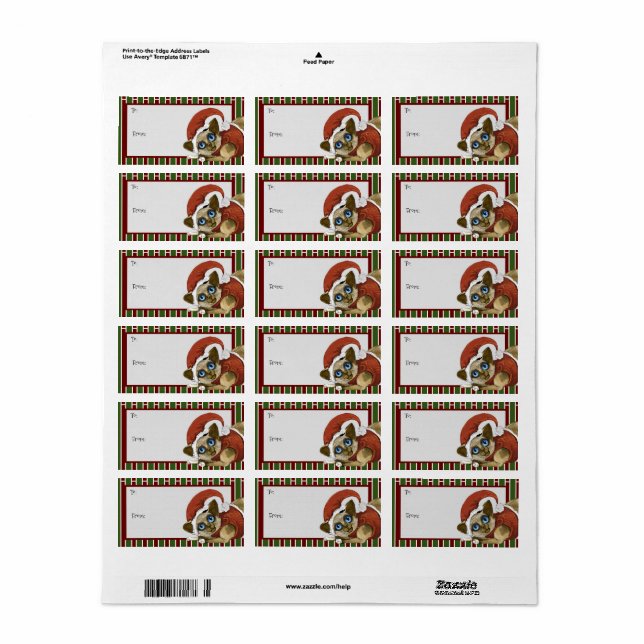 Jultomat&Jacka Kattunge-etikett för jul Adressetikett (Helt Ark)