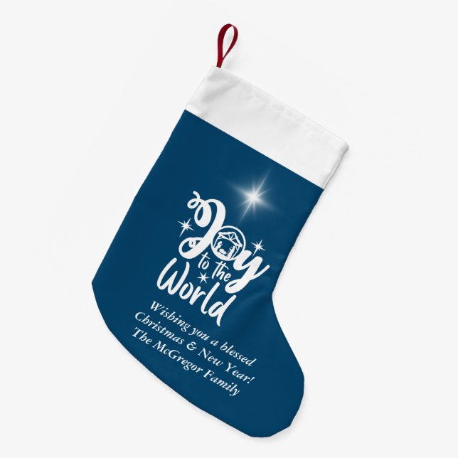 Jultomativitet Joy till World Blue & White C Liten Julstrumpa (Framsidan (Hängande))