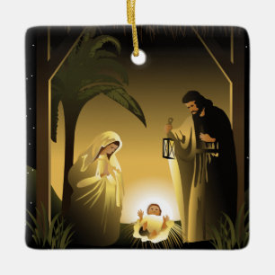Jultomativitet Mary, Joseph och Baby Jesus Julgransprydnad Keramik