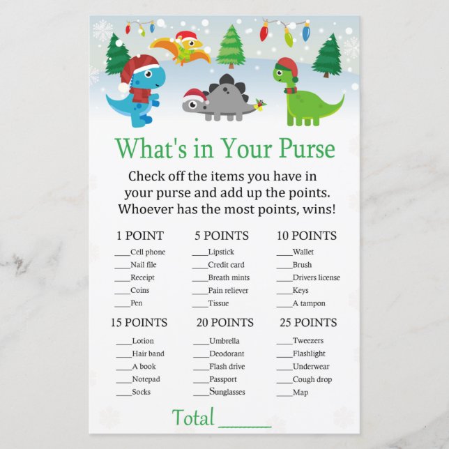 Jultomatosaur Vad är det i ditt handväska? (Framsida)