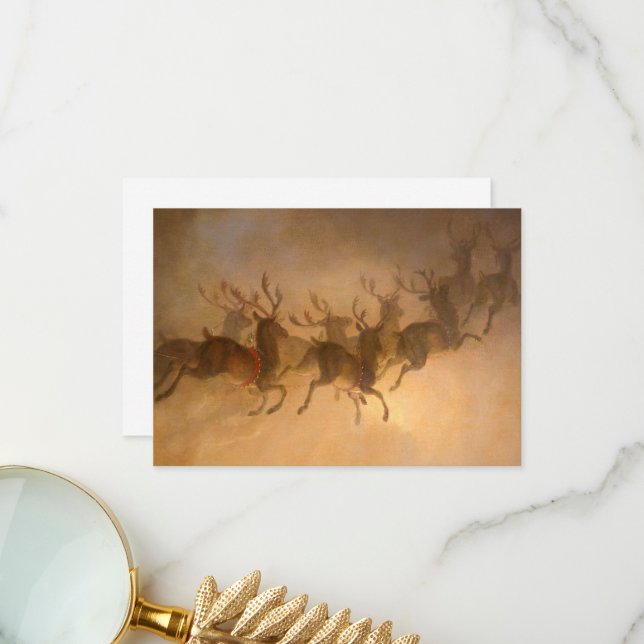 Jultomtarna Reindeer av William Holbrook Beard Tack Kort (Fram/Back In Situ)