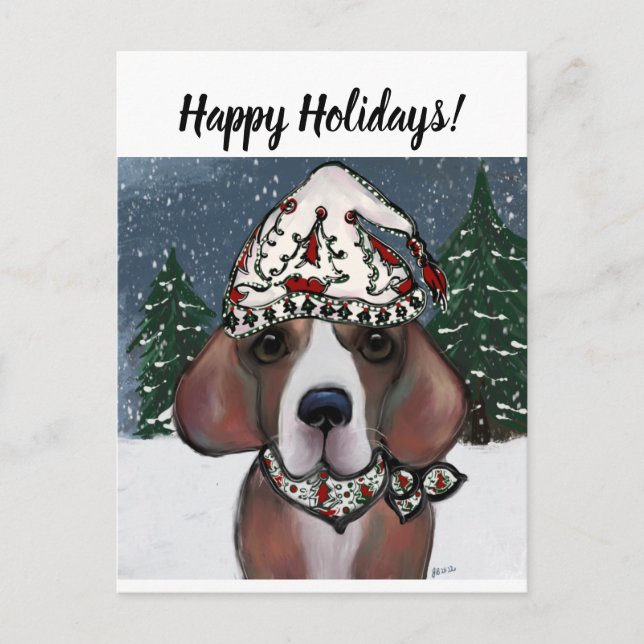 JULTOMTE BEAGLE HELG VYKORT (Framsida)