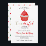 Jultomte Cupkaka Oenderful Första födelsedagen I Inbjudningar<br><div class="desc">Det är årets mest fantastiska tid! Santa cupkaka först födelsedagsfest inbjudan med vattenfärg,  tomtkaka och rödpolka.</div>