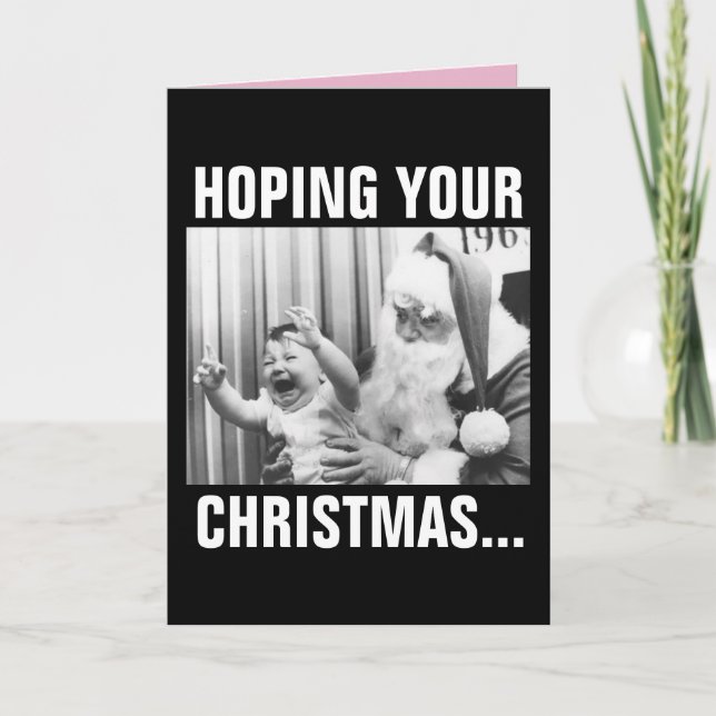 JULTOMTE OCH GRÅTANDE BARN JULLKORT KORT (Framsida)
