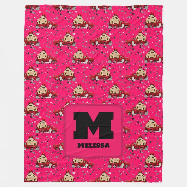 jultomte och Pickup Lastbil-design - helgdag Fleecefilt (Framsidan)