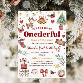 Jultomte Reindeer: 1:a födelsedag Inbjudningar