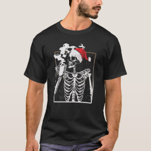 Jultomte Skeleton Drinking Coffee T Shirt