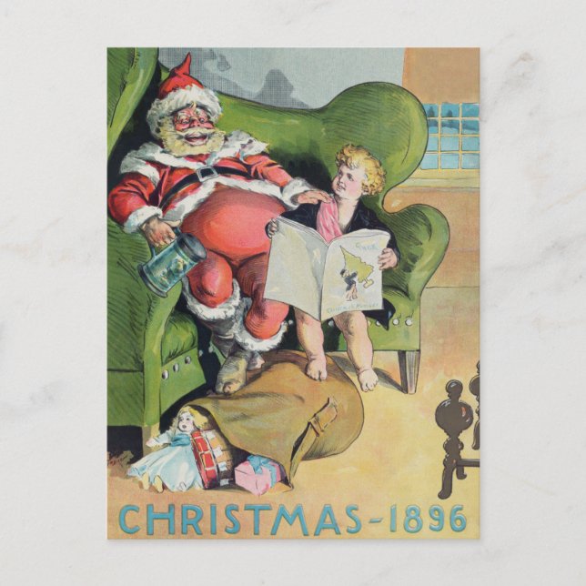 Jultomten 1896 helg vykort (Framsida)