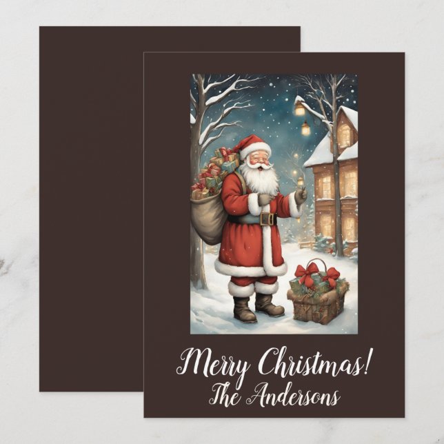 Jultomten 2 God jul! Julkort Inbjudningar (Fram/baksida)