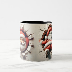 Jultomten 3D-vy bakifrån och framifrån Två-Tonad Mugg
