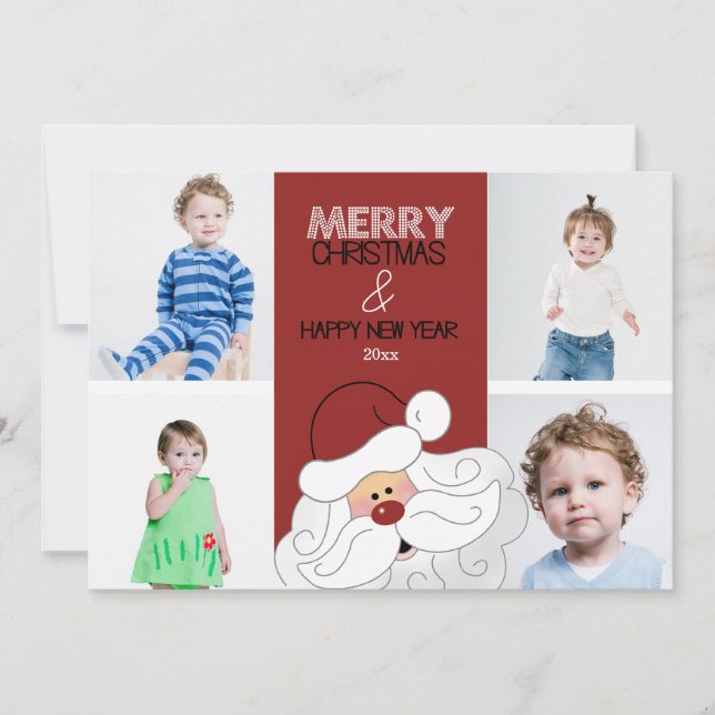 Jultomten 4-foto 5 x 7-julkort julkort (Framsida)