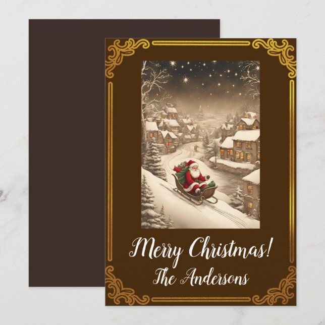 Jultomten 4 God jul! Julkort Inbjudningar (Fram/baksida)