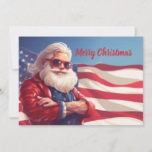 Jultomten American Flagga Julkort
