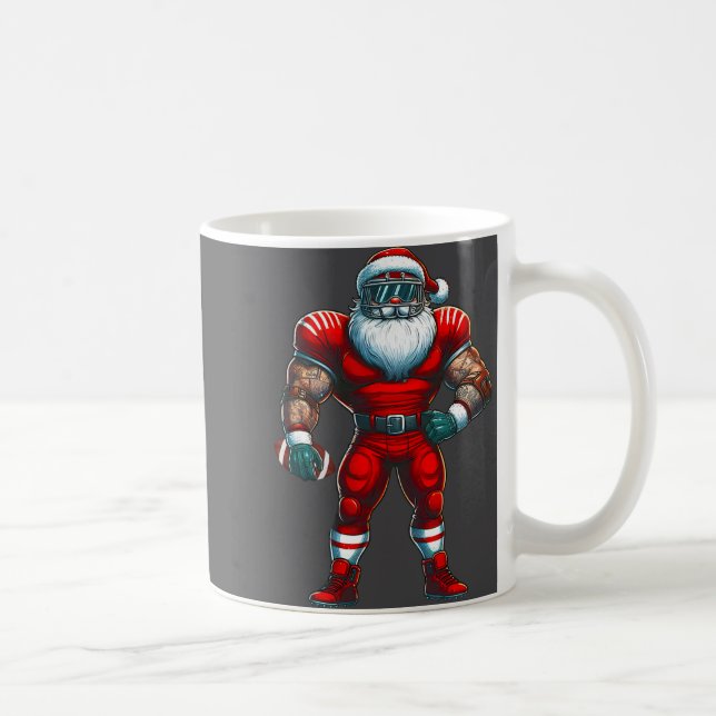 Jultomten American Football Player Merry Christm Kaffemugg (Höger)