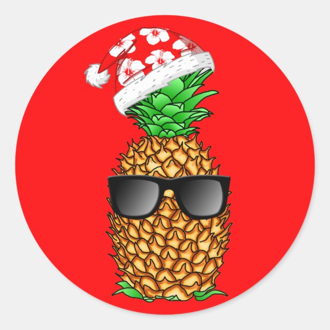 Jultomten ananas runt klistermärke (Framsida)