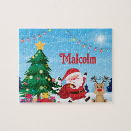 Jultomten Anpassningsbar Child Namn Puzzle Pussel
