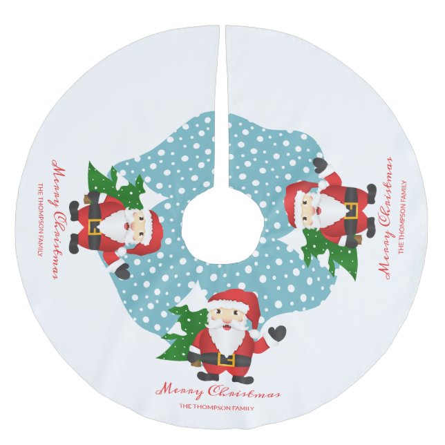 Jultomten Anpassningsbar Family Namn God jul Julgransmatta Borstad Polyester (Framsidan)