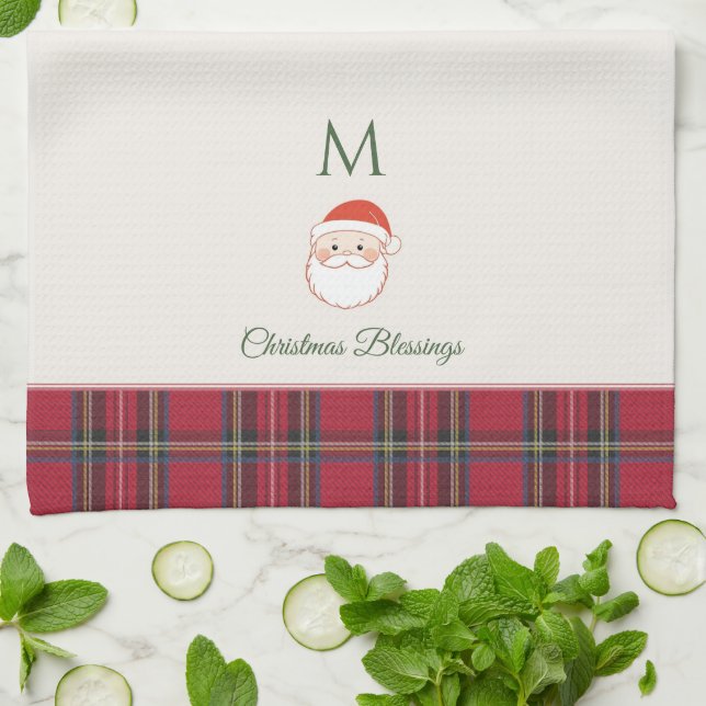Jultomten Anpassningsbar Monogram jul Kökshandduk (Vikta)