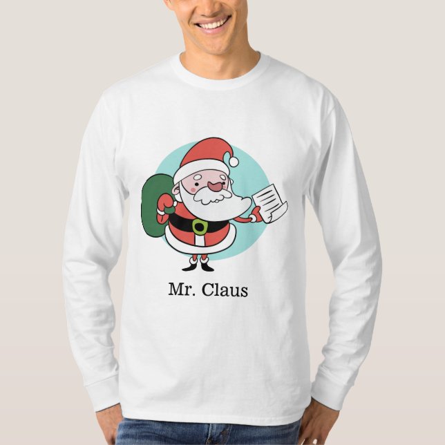 Jultomten anpassningsbar textskjortor och jacka tee shirt (Framsida)