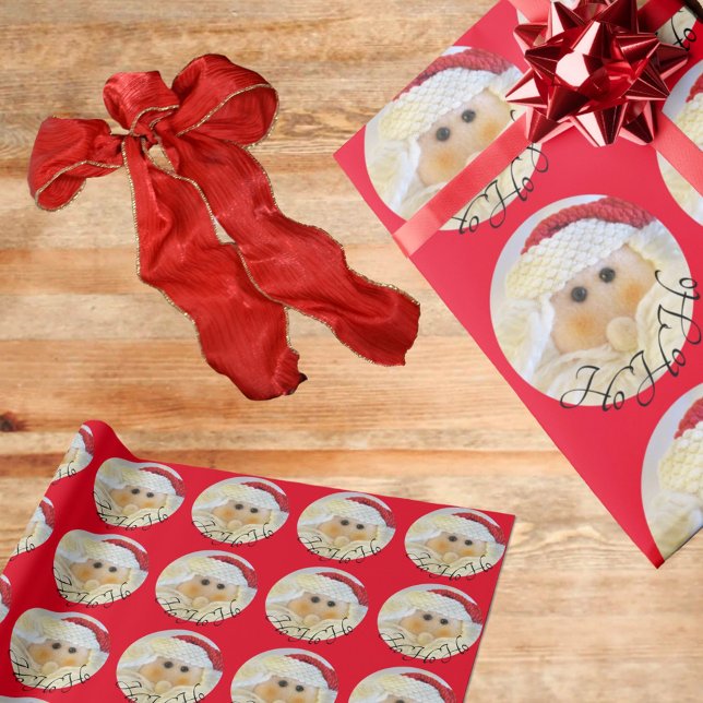 Jultomten Ansikte Cute Ho Ho Ho Red jul Presentpapper (Skapare uppladdad)