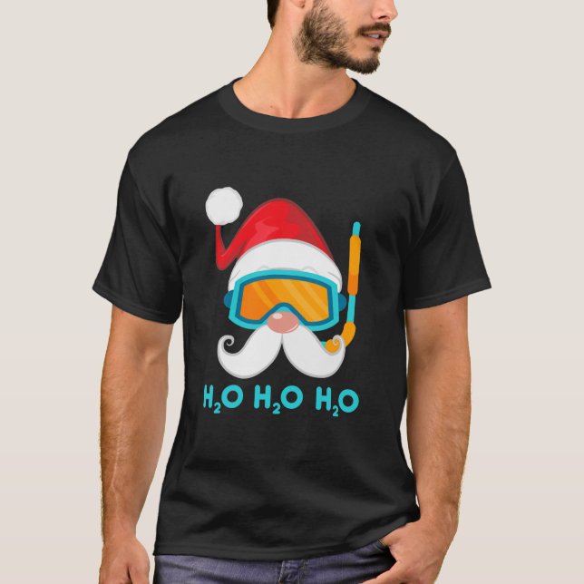 jultomten Ansikte H20 Swimming Älskare Swimmer Fun T Shirt (Framsida)