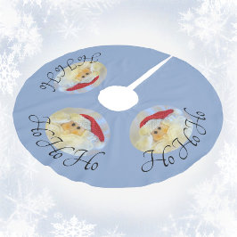 Jultomten Ansikte Ho Ho Ho Blek Blue Julgransmatta Borstad Polyester