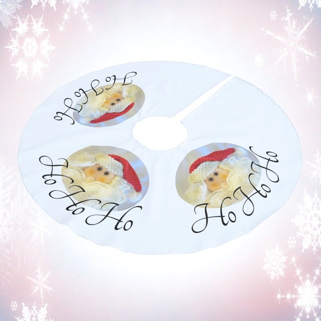 Jultomten Ansikte Ho Ho Ho Ho White Julgransmatta Borstad Polyester (Skapare uppladdad)