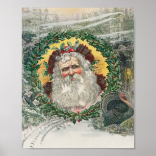 Jultomten Ansikte i Mitten vid en jul Poster