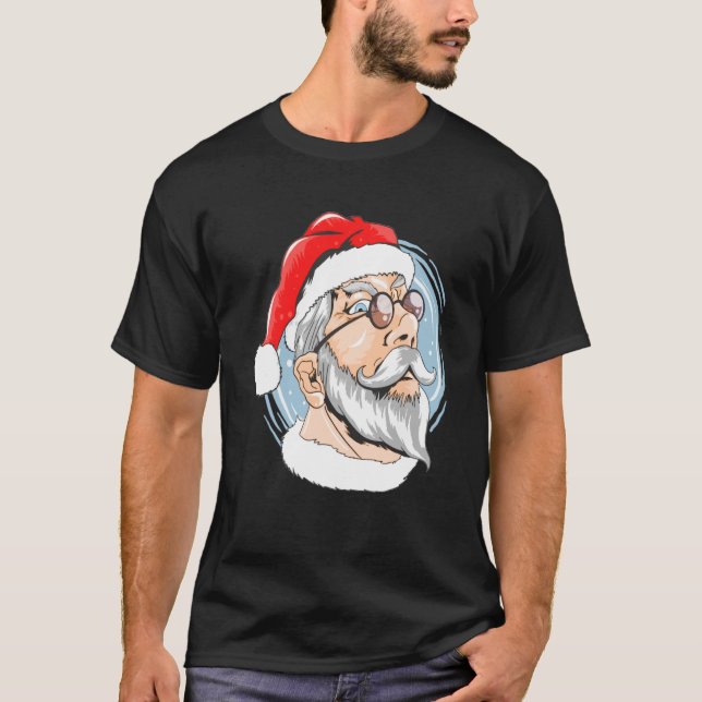 Jultomten ansikte julklumpar för festligheter t shirt (Framsida)